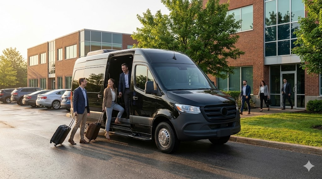 Corporate Sprinter van shuttle for Woodstock business group airport transfer